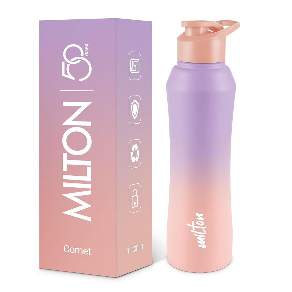 MILTON Comet 1000 ISI Certified Stainless Steel Water Bottle I Leak Proof I Rust proof I Single Walled I Ideal for Office, School, Home, Gym, 1000 ml, Purple & Pink