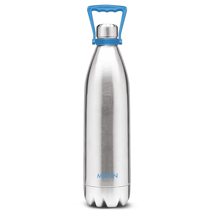 Milton Duo 2200 Thermosteel 24 Hours Hot and Cold Water Bottle with Handle, 2.02 litres, Silver
