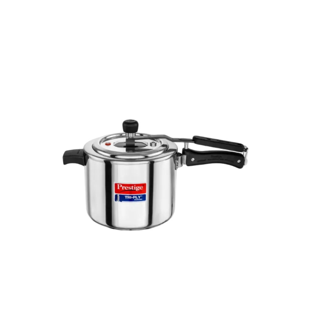Prestige 5 Litre Triply Svachh Inner Lid Pressure Cooker|Gas & Induction Compatible|Deep lid for spillage control|Triply body for even heat distribution|Low Cooking Oil|5 Years Warranty|ISI Certified