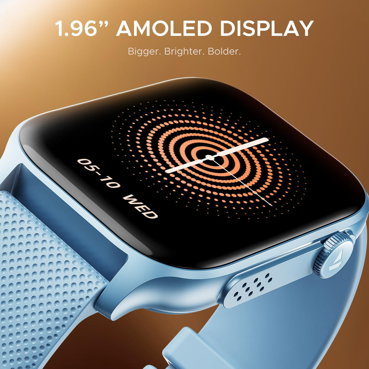 boAt Ultima Ember smartwatch with 1.96” AMOLED Display, AOD, Personalized Fitness Nudges, Functional Crown,100+ Sports Modes, Create Your Own Watchface, smartwatch for man and Woman (Mist Blue)