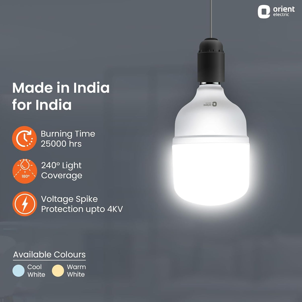 Orient Electric ETERNAL SHINE LED BULB 20W, 2000 lm, Cool white (6500K), B22, Pack of 1