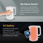 wipro ABS Elato BK210 Cool Touch Double Layer Electric Kettle, 1.5 Litres, Anti-Rust Shield, Super Fast Heating, 3X Protection-Overheating, Dry Boil & Auto Shut-Off,1000 Watts, 2 Years Warranty, White