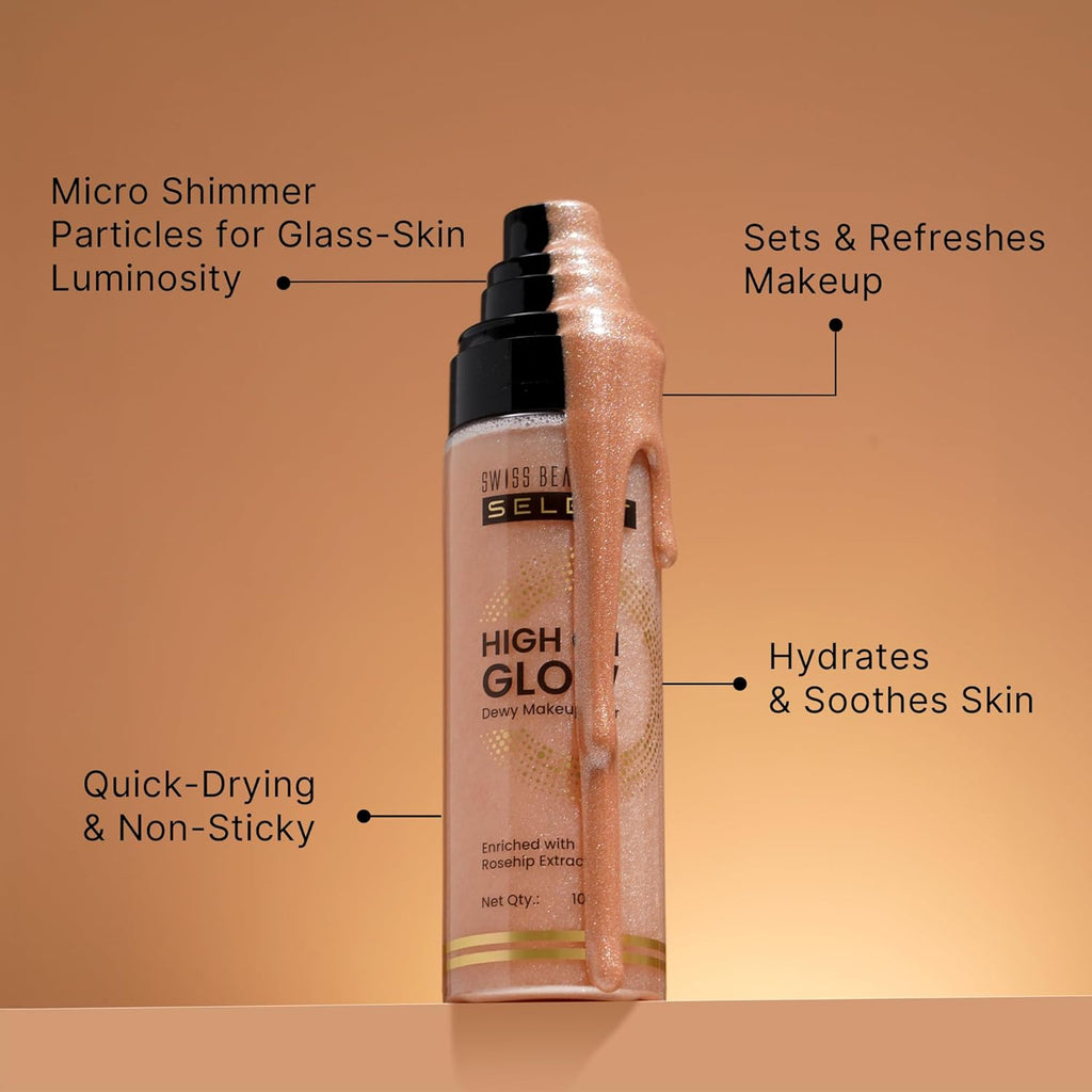 Swiss Beauty Select High on Glow Hydrating Fixer with glass-like glow