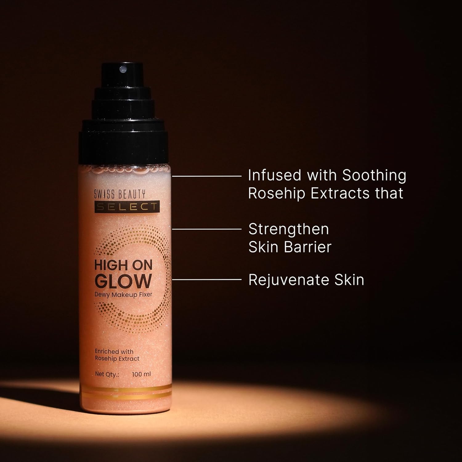 Swiss Beauty Select High on Glow Hydrating Fixer with glass-like glow