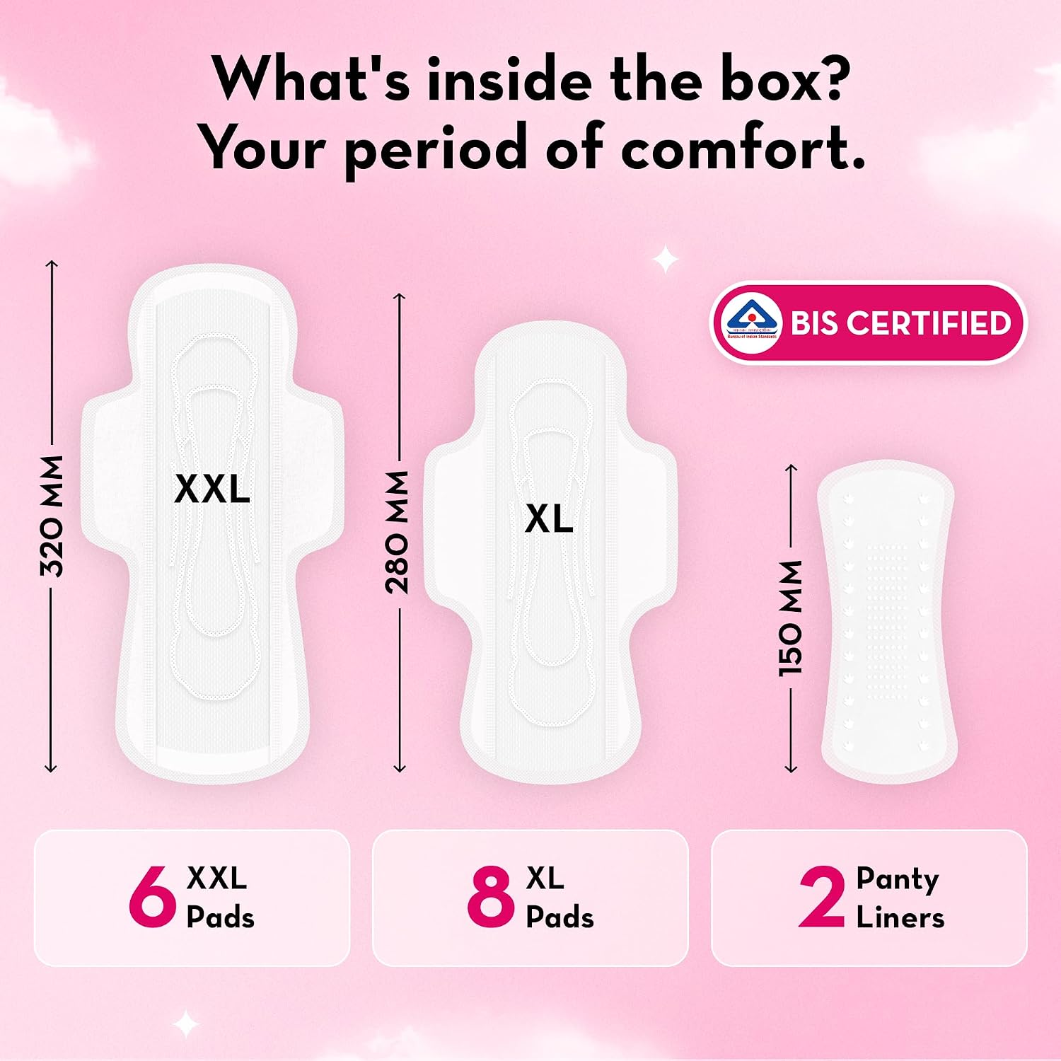 Plush Ultra-Thin Sanitary Napkins for Women, 14 Pcs | 8 XL Pads (Light-Medium Flow), 6 XXL Pads (Heavy Flow), 2 Panty Liners | 100% Rash-Free | Pure U.S. Cotton Sanitary Pads | No Fragrance | No Toxic-Chemicals