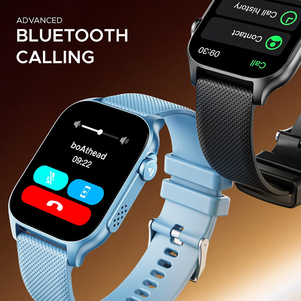 boAt Ultima Ember smartwatch with 1.96” AMOLED Display, AOD, Personalized Fitness Nudges, Functional Crown,100+ Sports Modes, Create Your Own Watchface, smartwatch for man and Woman (Mist Blue)