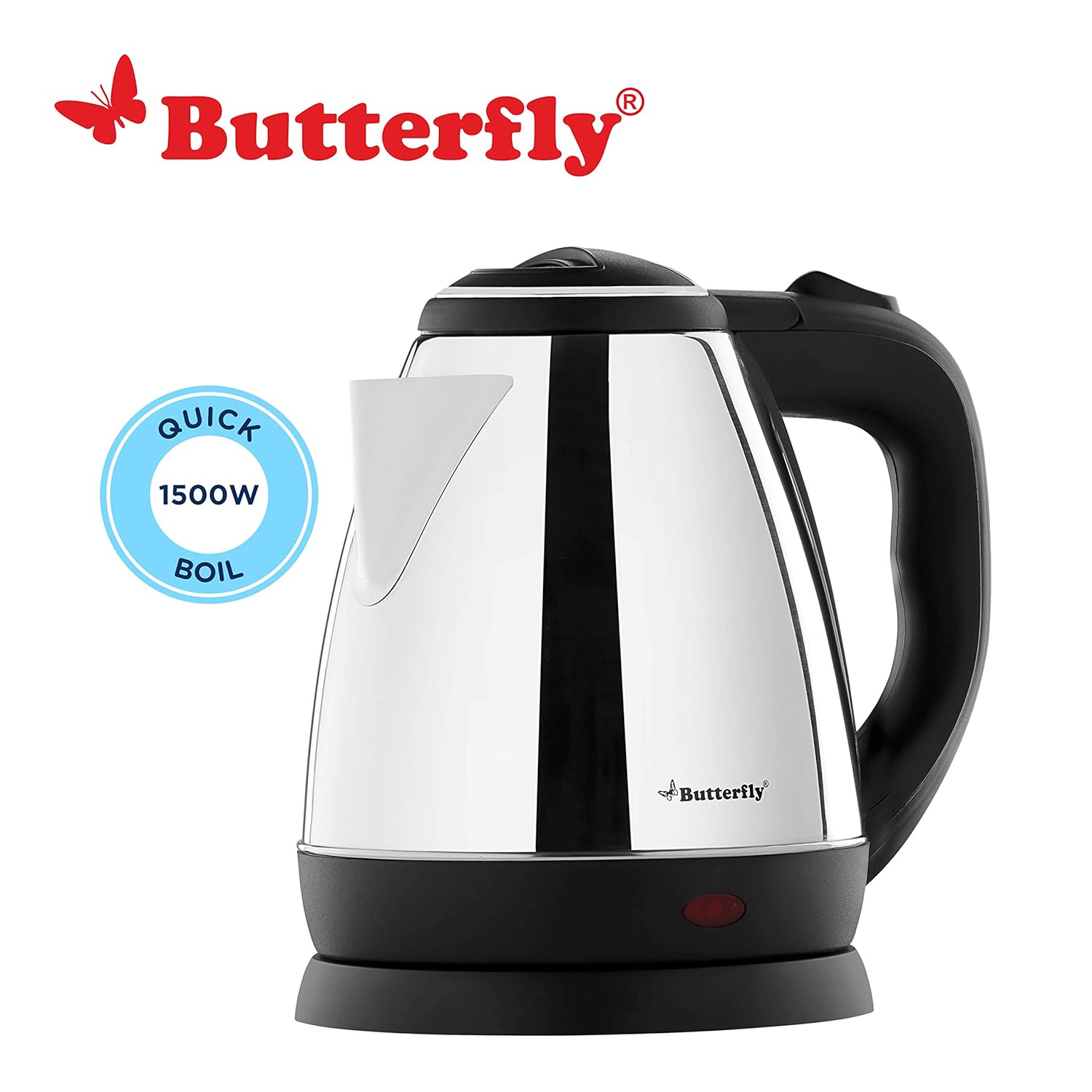 Butterfly EKN 1.5 Litre Stainless Steel Electric Kettle | 1500 W | 360 Swivel Power Base | Auto Shut Off | For Hot Water, Tea, Coffee, Noodles | Dry Boil Protection | (Pack of 2)