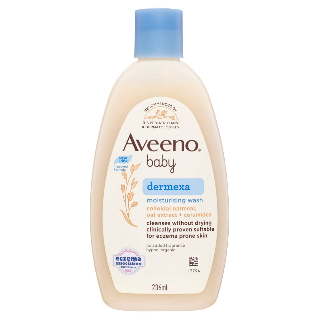Aveeno Baby dermexa Moisturising Wash with Natural Oatmeal and Provitamin B5, Fragrance-Free, Hypoallergenic, 236 ml
