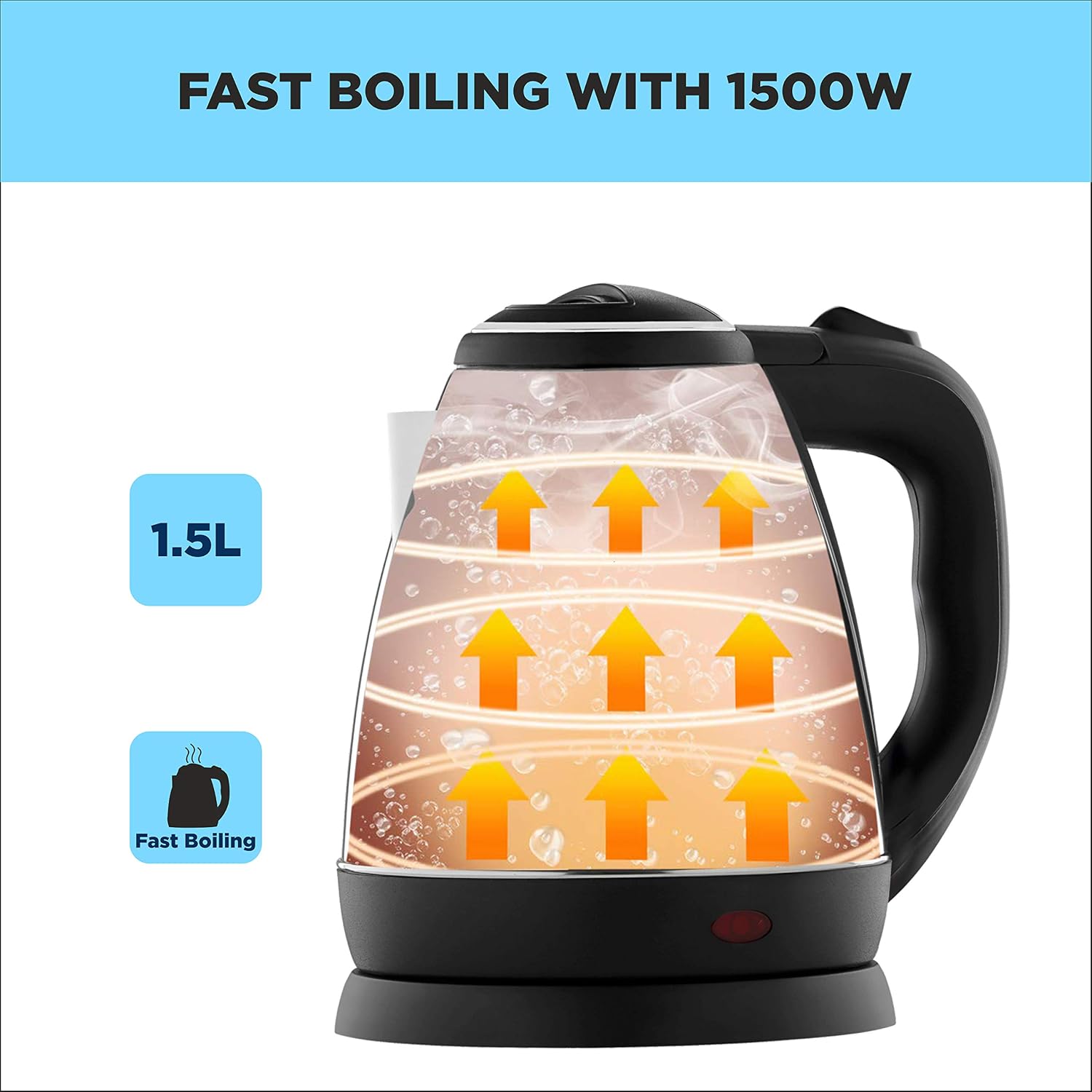 Butterfly EKN 1.5 Litre Stainless Steel Electric Kettle | 1500 W | 360 Swivel Power Base | Auto Shut Off | For Hot Water, Tea, Coffee, Noodles | Dry Boil Protection | (Pack of 2)
