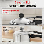 Prestige 5 Litre Triply Svachh Inner Lid Pressure Cooker|Gas & Induction Compatible|Deep lid for spillage control|Triply body for even heat distribution|Low Cooking Oil|5 Years Warranty|ISI Certified