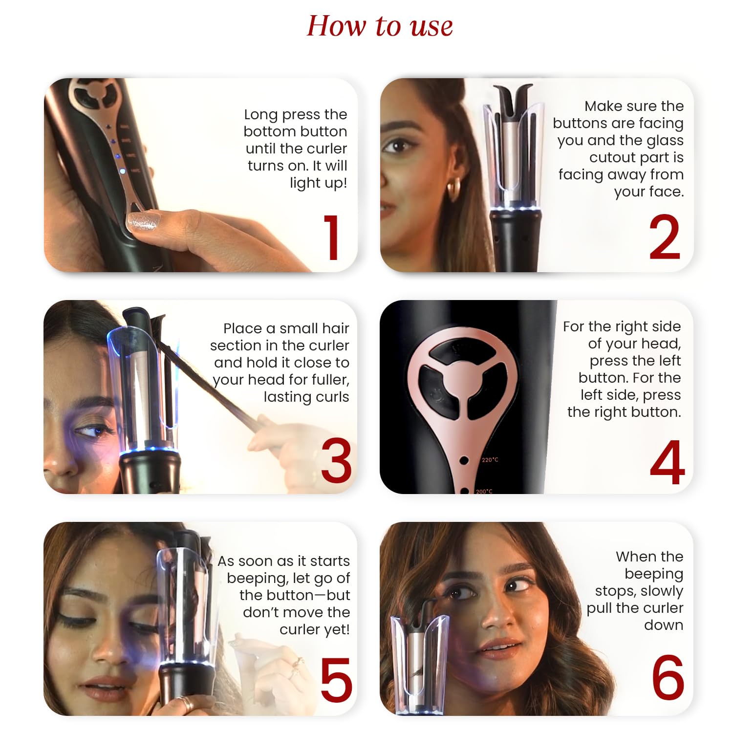 Urban yog MakeMeeBold Automatic Hair Curler| Easy Two-Way Curling Iron with 4 Temperature Settings | Gifts for woman | Anti-Scald Design, Quick Curls in 10-15 Min, Tangle-Free