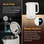 wipro ABS Elato BK210 Cool Touch Double Layer Electric Kettle, 1.5 Litres, Anti-Rust Shield, Super Fast Heating, 3X Protection-Overheating, Dry Boil & Auto Shut-Off,1000 Watts, 2 Years Warranty, White