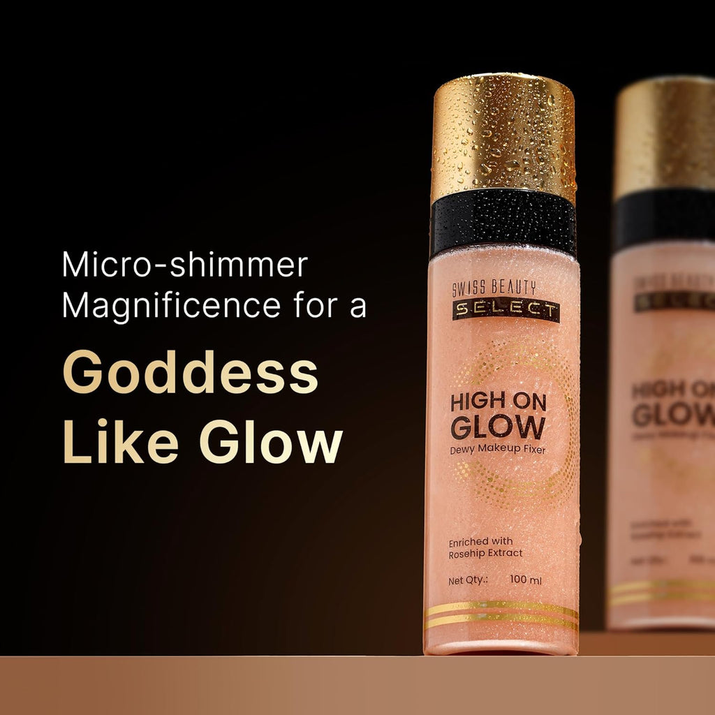 Swiss Beauty Select High on Glow Hydrating Fixer with glass-like glow