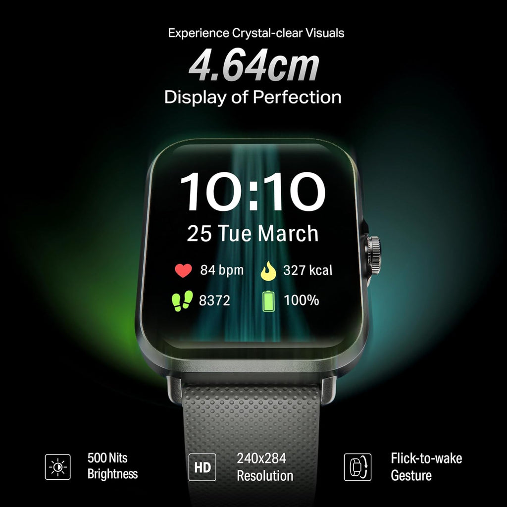 boAt Storm Infinity w/21 Days Extensive Battery Life, BT Calling, Huge 550mAh Battery, Fast Charge, 1.83” (4.65cm) Display, HR, SpO2 & Sleep Tracking, Smart Watch for Men & Women (Silver Mist)