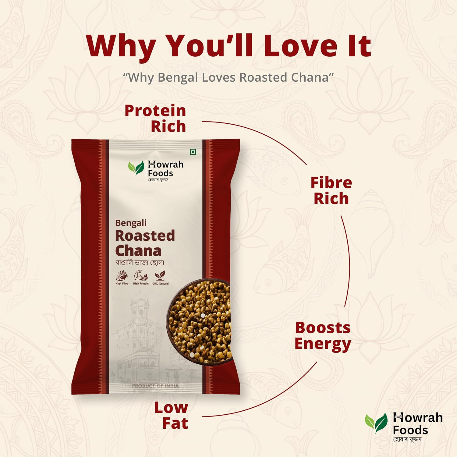 Howrah Foods Bengali Plain Roasted Chana 500g