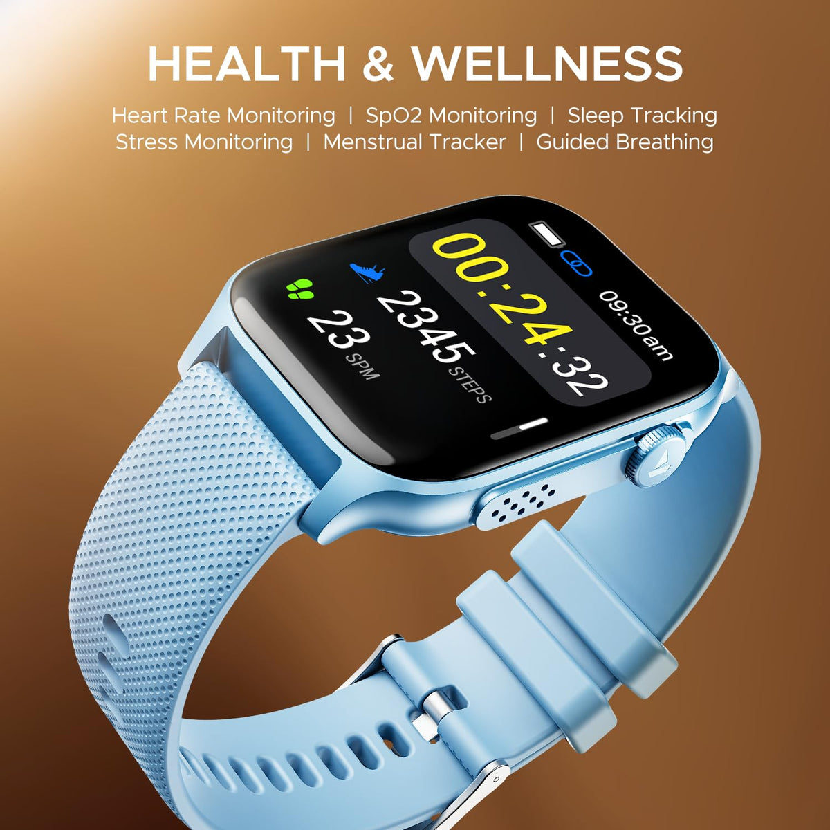 boAt Ultima Ember smartwatch with 1.96” AMOLED Display, AOD, Personalized Fitness Nudges, Functional Crown,100+ Sports Modes, Create Your Own Watchface, smartwatch for man and Woman (Mist Blue)