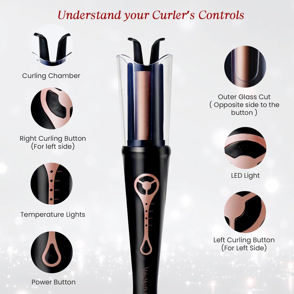 Urban yog MakeMeeBold Automatic Hair Curler| Easy Two-Way Curling Iron with 4 Temperature Settings | Gifts for woman | Anti-Scald Design, Quick Curls in 10-15 Min, Tangle-Free