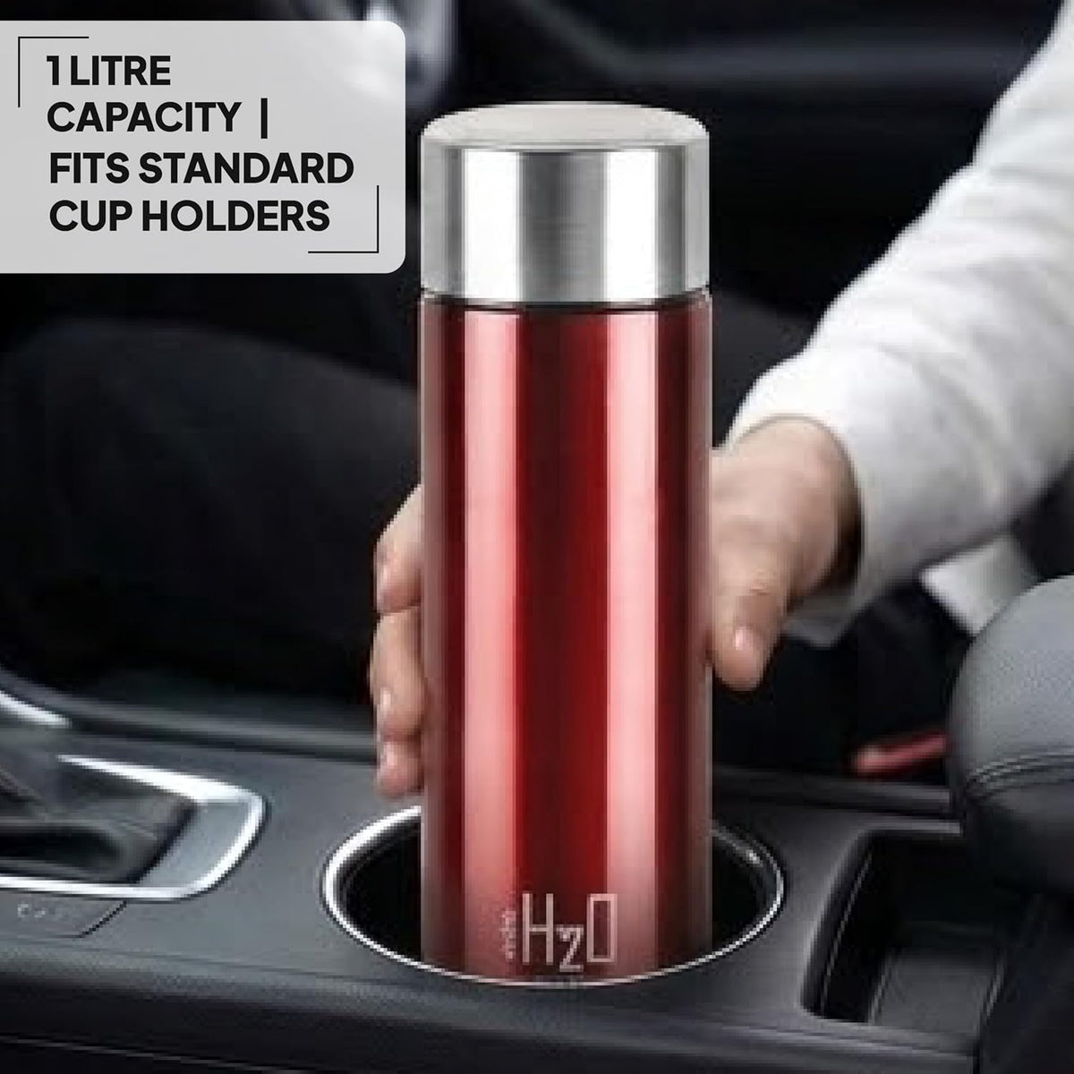 CELLO H2O Stainless Steel Water Bottle for Office & Daily Use 1000 ml, Red | Single Wall Freezer & Fridge Safe, Lightweight & Stylish Leakproof Rustproof Steel Water Bottle for School, Gym & Travel