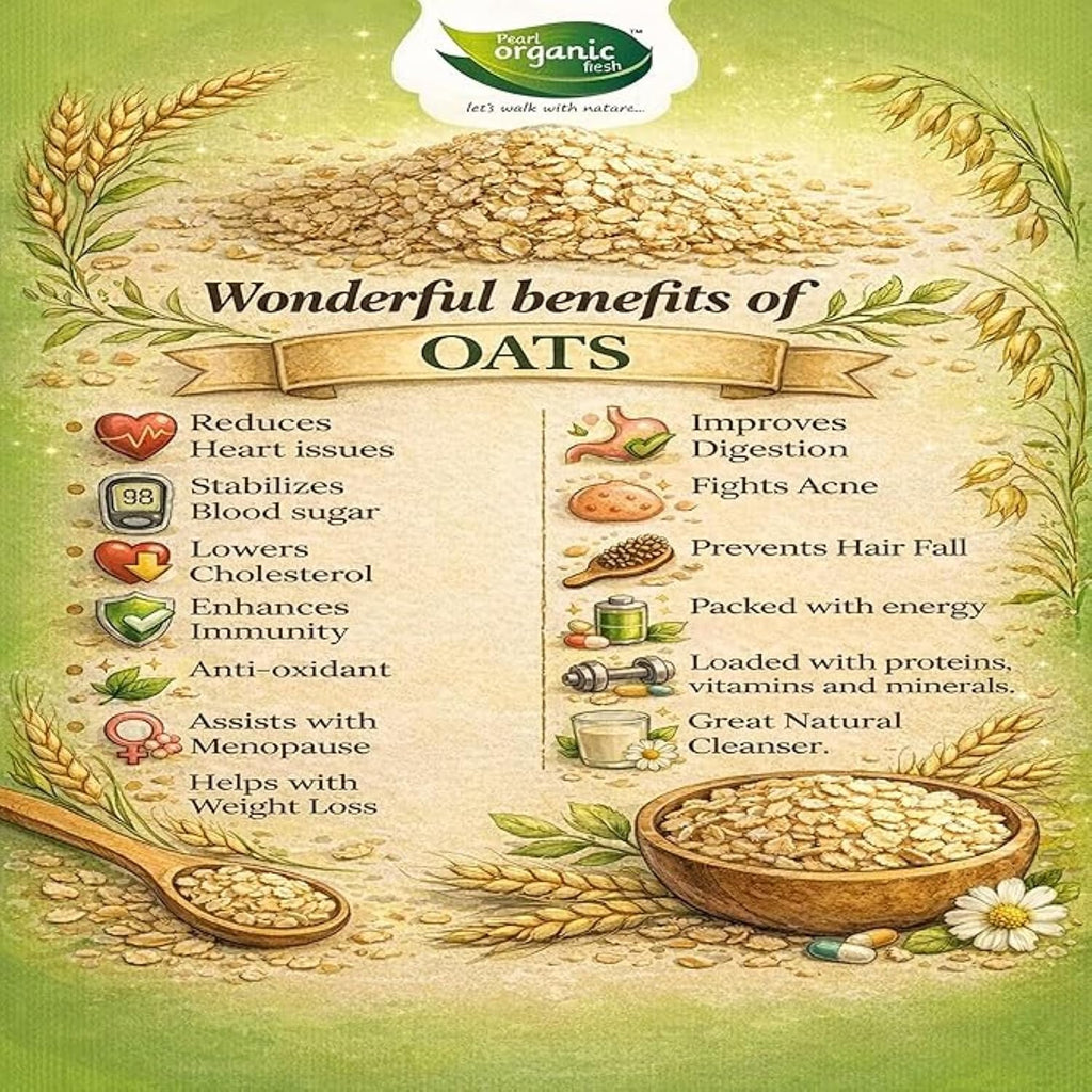 Pearl Organic Fresh Rolled Oats 800gm