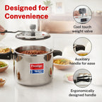 Prestige 5 Litre Triply Svachh Inner Lid Pressure Cooker|Gas & Induction Compatible|Deep lid for spillage control|Triply body for even heat distribution|Low Cooking Oil|5 Years Warranty|ISI Certified