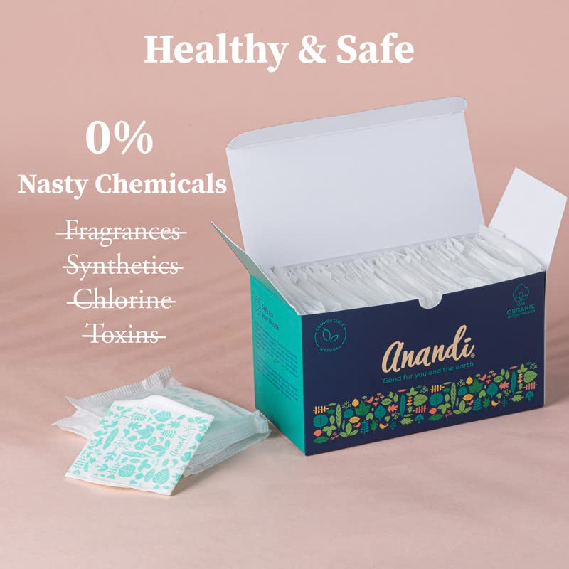 Anandi Panty Liners For Women | Daily Use Liners 190mm - 80 Pieces | Biodegradable Compostable Organic Liner | Certified 100% Organic Cotton Top Sheet