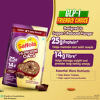 Saffola 25g High Protein Oats | 14g Fibre | 400g | No Refined Sugar | With Almonds, Raisin, Pumpkin and Chia Seeds | Rolled Oats for Weight management & Muscle gain | Chocolate flavour