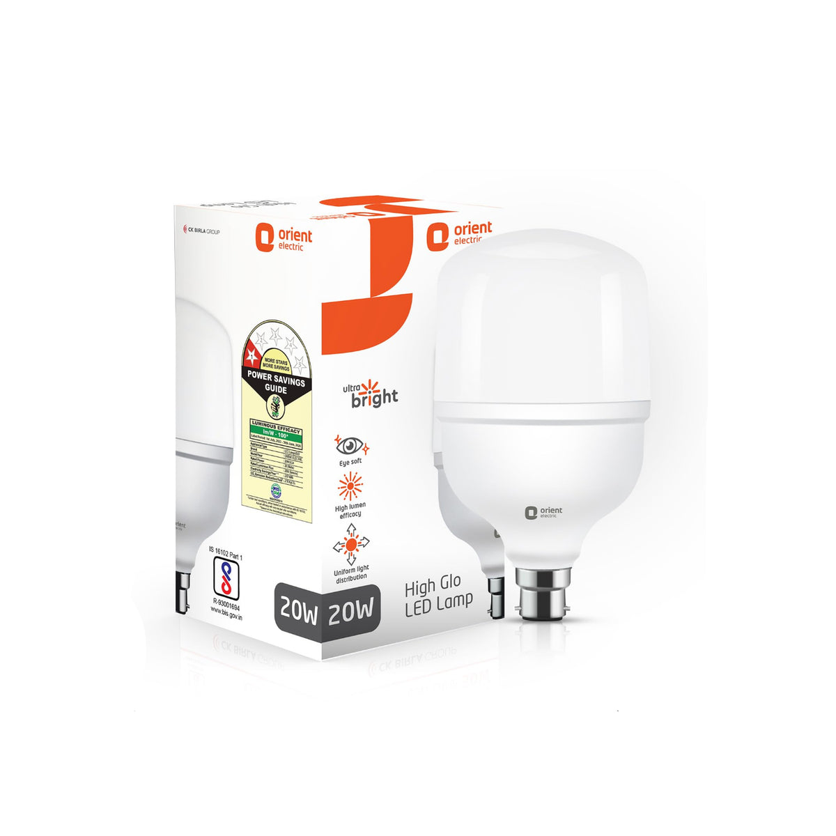 Orient Electric ETERNAL SHINE LED BULB 20W, 2000 lm, Cool white (6500K), B22, Pack of 1