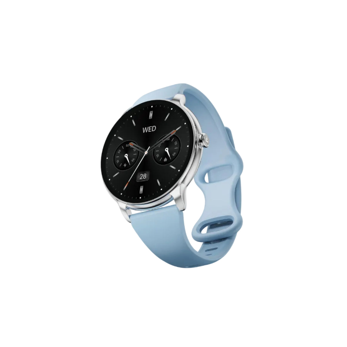 boAt Chrome Iris Fashion Smart Watch for Women - Elegant Ultra-Sleek Dial, Light-Weight Metal Body, 1.32" AMOLED Display, 1000 Nits, AOD, Female Wellness Tracking Watch for Woman (Frosted Sky)