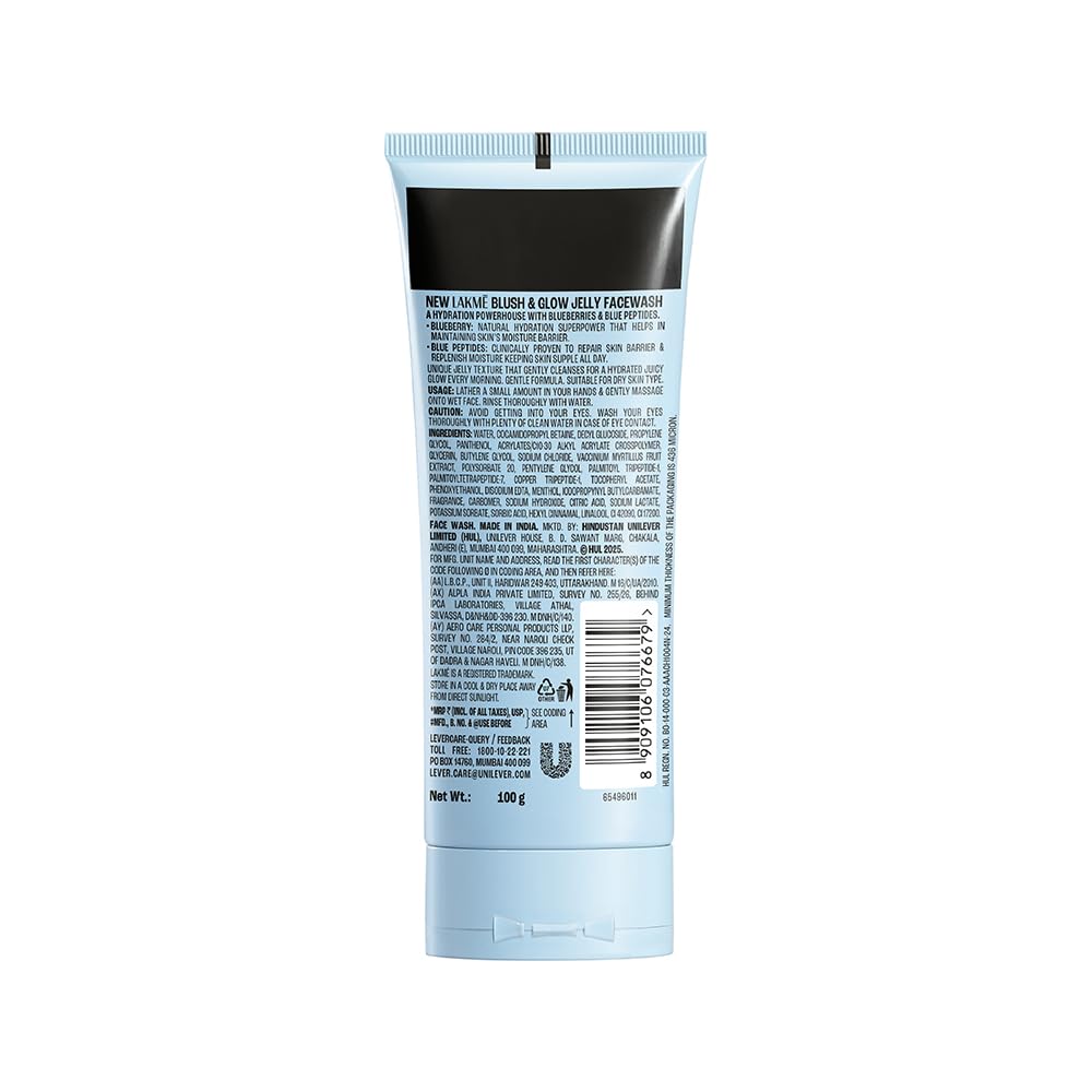 LAKME Blush &amp; Glow, Blueberry + Peptide Gentle Jelly Facewash,