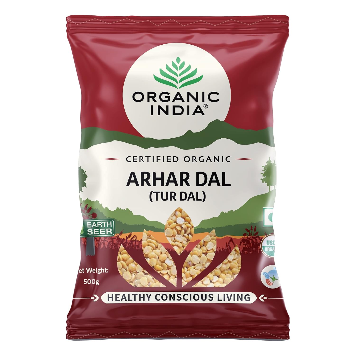 ORGANIC INDIA Organic Arhar Dal (Tur Dal) 500 grams (Pack of 1)