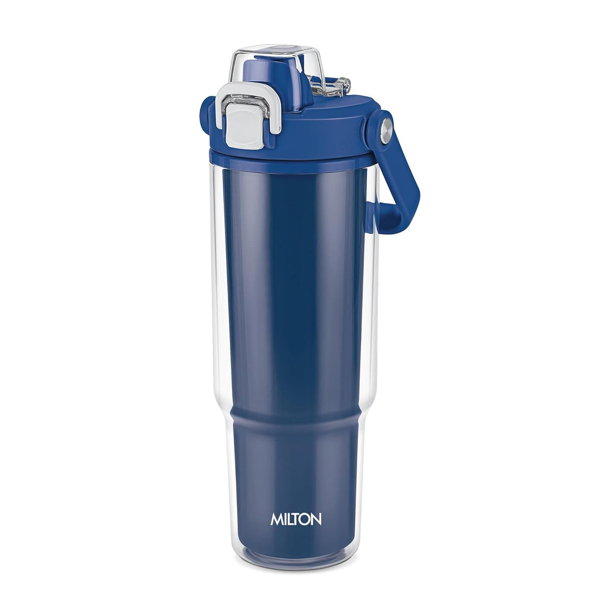 MILTON Impulse 1000 2-in-1 Sip or Gulp Lid Plastic Tumbler 1 L | Carry Warm & Cold Water Bottle with Sturdy Handle | Leak-Proof, BPA-Free | Perfect for Office, Gym, Travel for Men and Women,Navy Blue