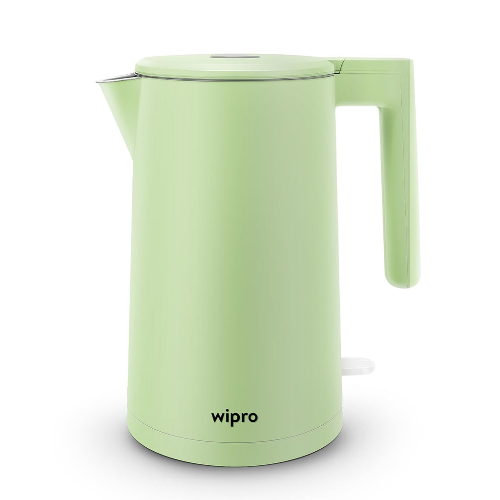 wipro ABS Elato BK211 Cool Touch Double Layer Electric Kettle, 1.7 Litres, Anti-Rust Shield, Super Fast Heating, 3X Protection-Overheating, Dry Boil & Auto Shut-Off,1200 Watts, 2 Years Warranty, Green