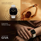 boAt Chrome Ivory Smart Watch for Women, co-Designed with GIVA, 1.7" AMOLED Display, 1000 nits Brightness, Premium Metallic Build, Female Wellness Tracker smartwatch for Women (Pearl Glow)