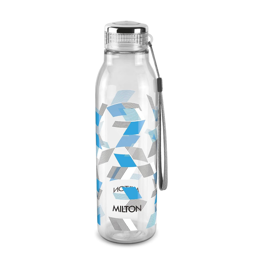 MILTON Helix 1000 Water Bottle, 1 Litre, Reusable Plastic Fridge Bottle, BPA Free and Leak Proof Bottles for Travel, Work, Pack of 1, Blue