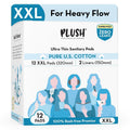 Plush Ultra-Thin Sanitary Napkins for Women, 12 Pcs | Super Absorbent Heavy Flow XXL Pads + 2 Panty Liners