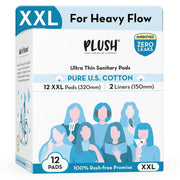 Plush Ultra-Thin Sanitary Napkins for Women, 12 Pcs | Super Absorbent Heavy Flow XXL Pads + 2 Panty Liners