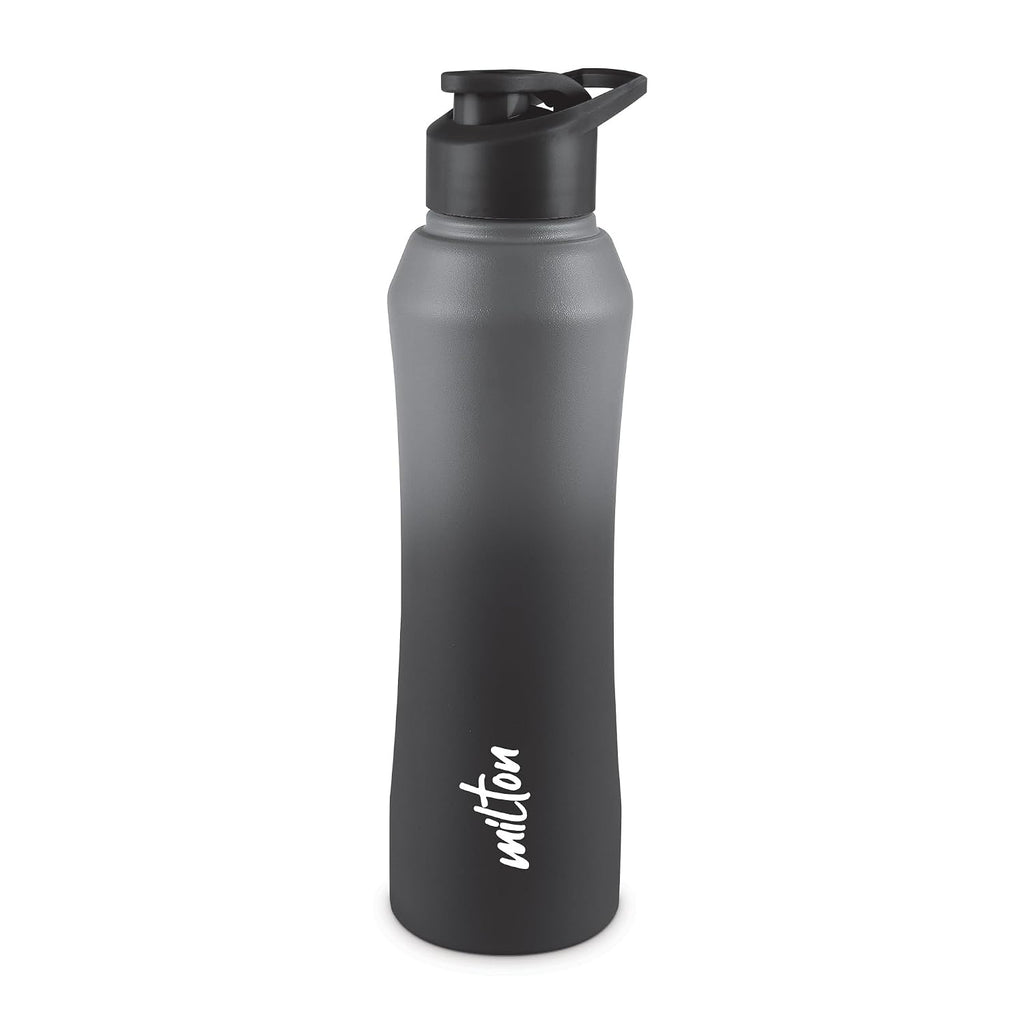 MILTON Comet 1000 ISI Certified Stainless Steel Water Bottle I Leak Proof I Rust proof I Single Walled I Ideal for Office, School, Home, Gym, 1000 ml,Black & Grey