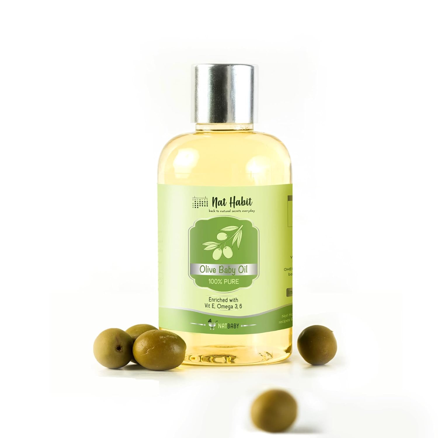 Nat Habit 100% Pure Olive Baby Oil For Baby Skin &amp; Hair,