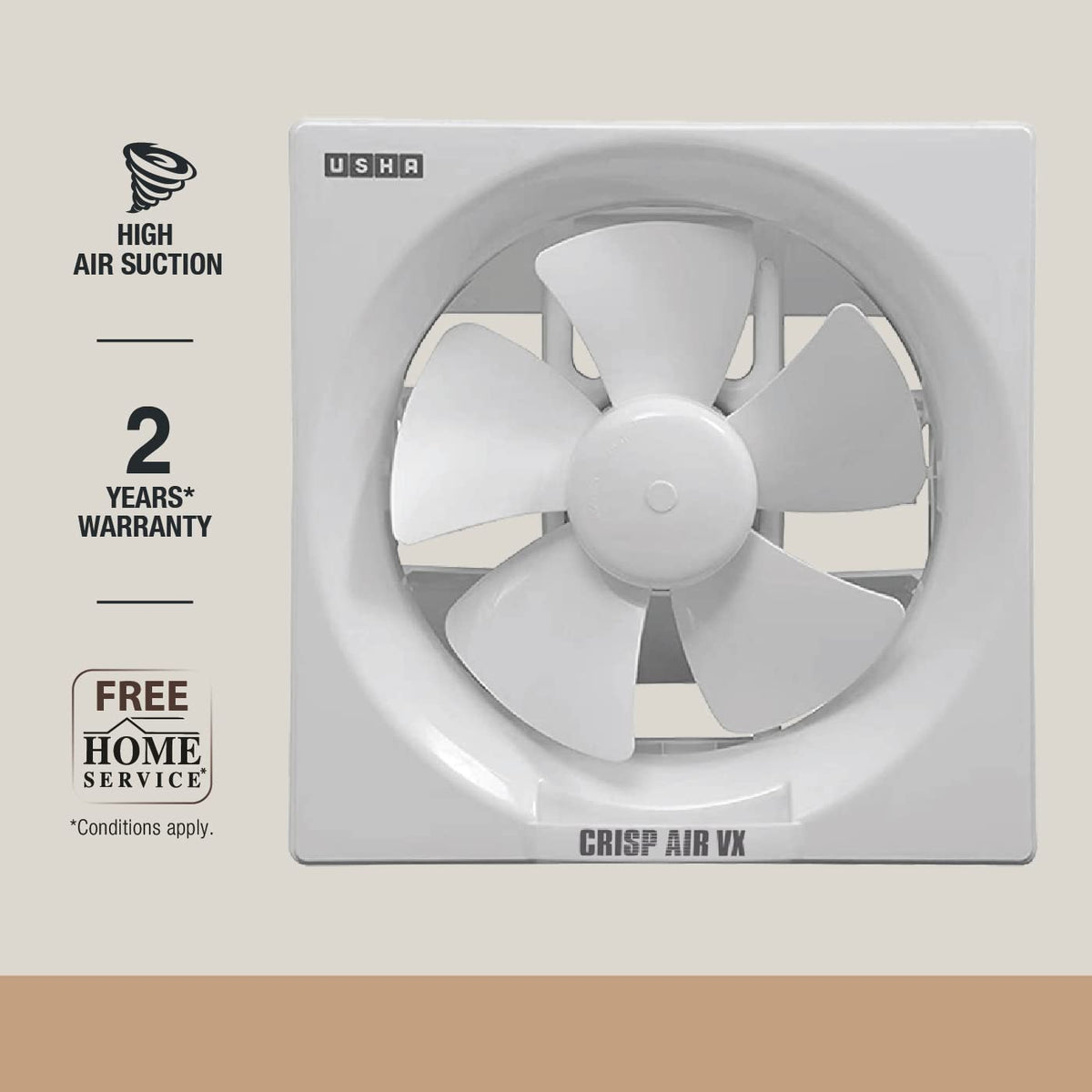 USHA Crisp Air VX 200mm (8-Inch) Exhaust Fan for Bathroom | 100% Copper Motor | Inbuilt Back Shutters |Detachable Oil & Dust Collector | Thermal Fuse Protection | Quiet Operation | White