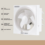 USHA Crisp Air VX 200mm (8-Inch) Exhaust Fan for Bathroom | 100% Copper Motor | Inbuilt Back Shutters |Detachable Oil & Dust Collector | Thermal Fuse Protection | Quiet Operation | White