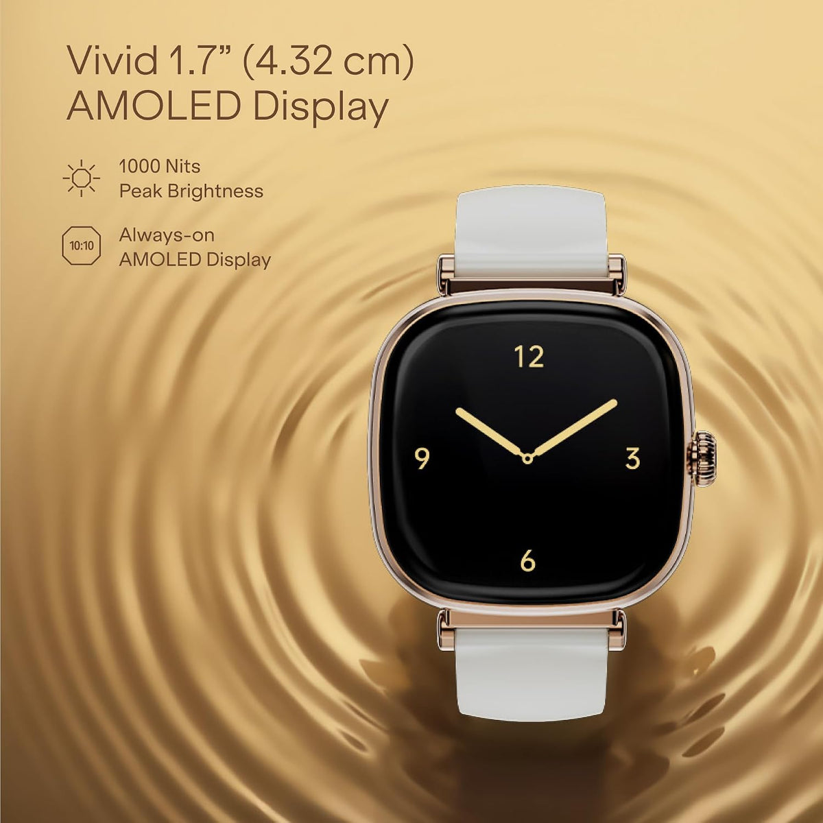 boAt Chrome Ivory Smart Watch for Women, co-Designed with GIVA, 1.7" AMOLED Display, 1000 nits Brightness, Premium Metallic Build, Female Wellness Tracker smartwatch for Women (Pearl Glow)