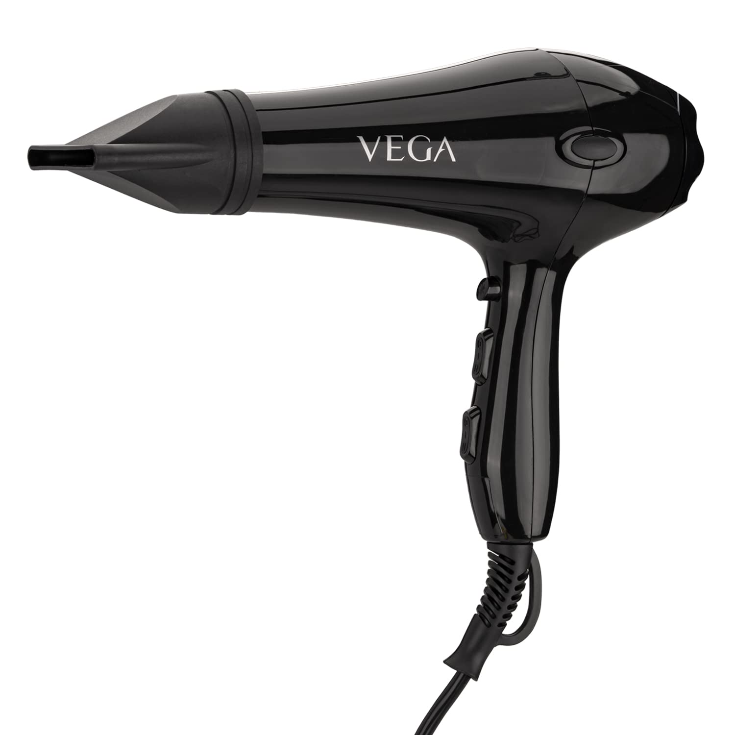 Vega Pro Touch 1800-2000 Watts Professional Hair Dryer With 2 Detachable Nozzles (Vhdp-02) Miss Dazzle Styling Set, Hair Straightener With Ceramic Coated Plates & 19 Mm Barrel Hair Curler, Black