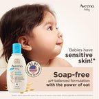 Aveeno Baby Daily Moisture Wash and Shampoo (100ml) | Cleanses hair & body | Oat kernel extract & glycerin | Tear-free, soap-free, paraben-free, hypoallergenic | US #1 Pediatrician recommended