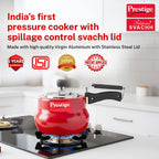 Prestige 2L Nakshatra DUO Plus Svachh Inner Lid Aluminium Handi|Ideal for 2-3 persons|Deep lid for Spillage Control|Gas or induction compatible|Red|5 years warranty