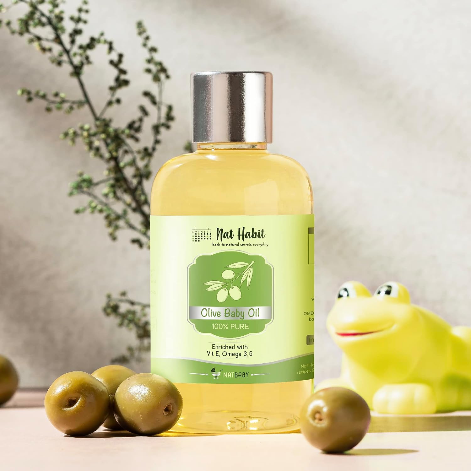 Nat Habit 100% Pure Olive Baby Oil For Baby Skin &amp; Hair,