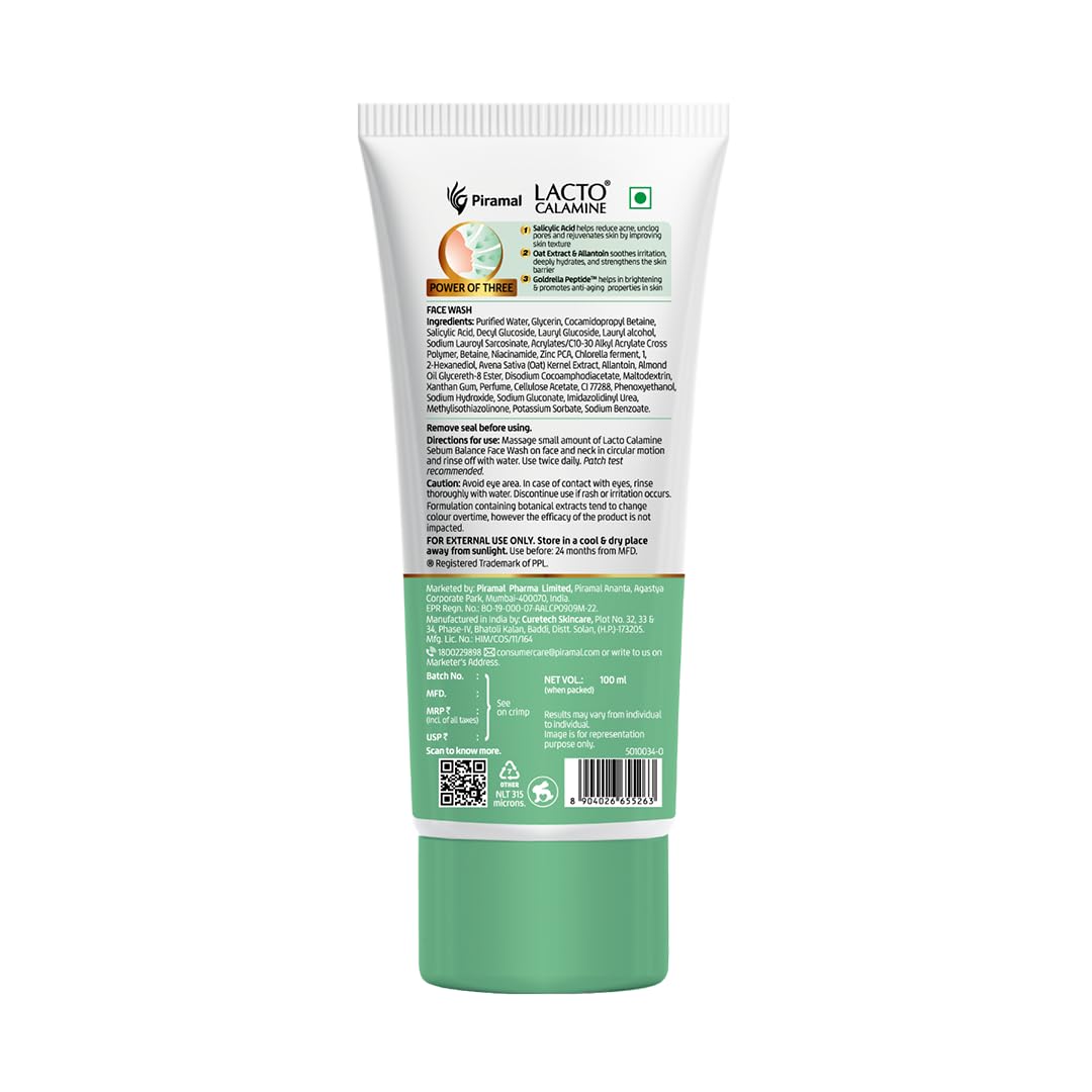 Lacto Calamine Sebum Balance Face Wash