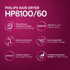 PHILIPS Hp8100/60 Hair Dryer & Qp210/50 Oneblade Replaceable Blade (Lime),1000 Watts