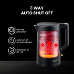 Sujata 1380 W Electric Kettle EK01 1.5 Litre | Strix Controller | Cool Touch | 3 Way Auto Shut Off | Stainless Steel | Double Wall Cool Touch | 360 Degree base | Black