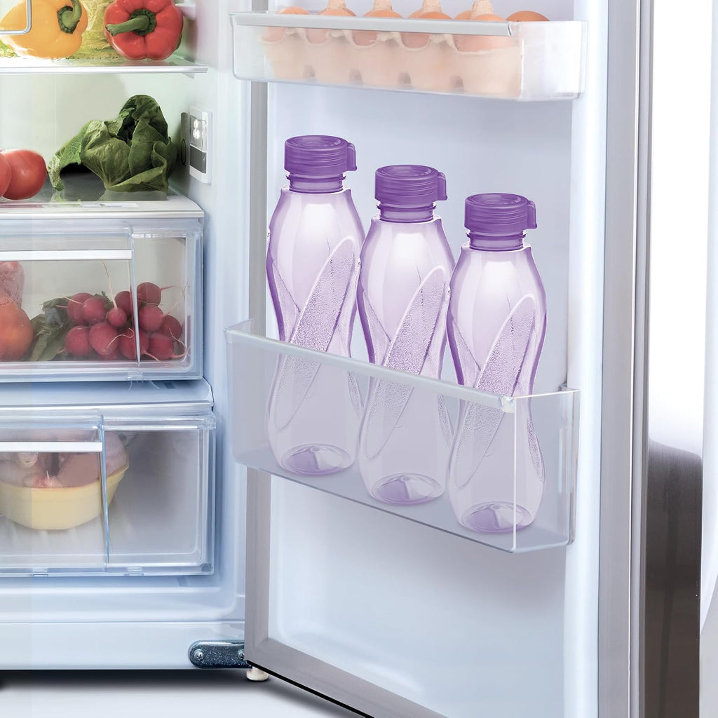 MILTON Oscar 1000 Pet Water Bottles, 1 Litre Each, Set of 12, Purple Reusable Plastic Fridge Bottle Set, BPA Free and Leak Proof Bottles for Travel, Work