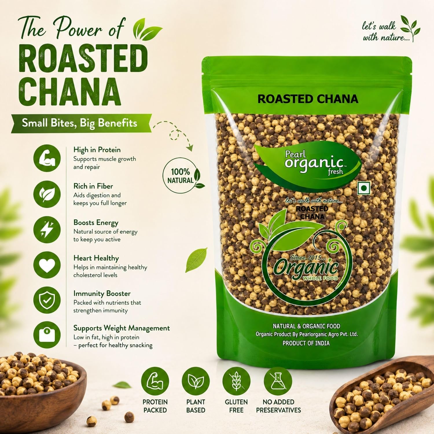 Pearl Organic Fresh Roasted Chana 750g